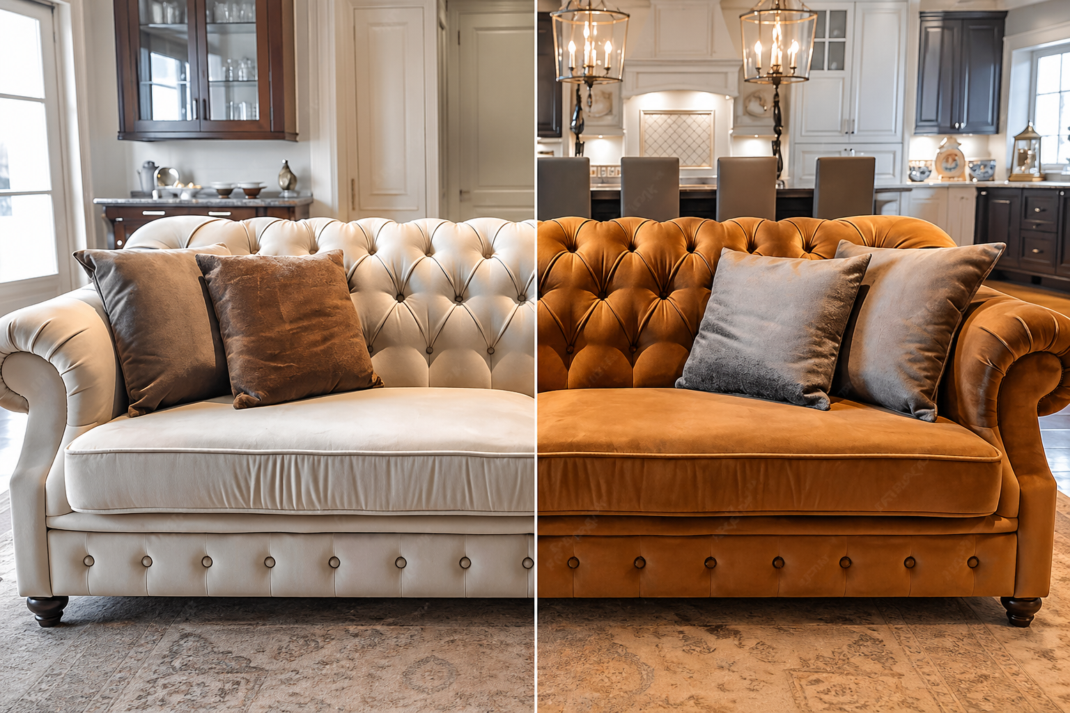 Before and after sofa repair in Noida